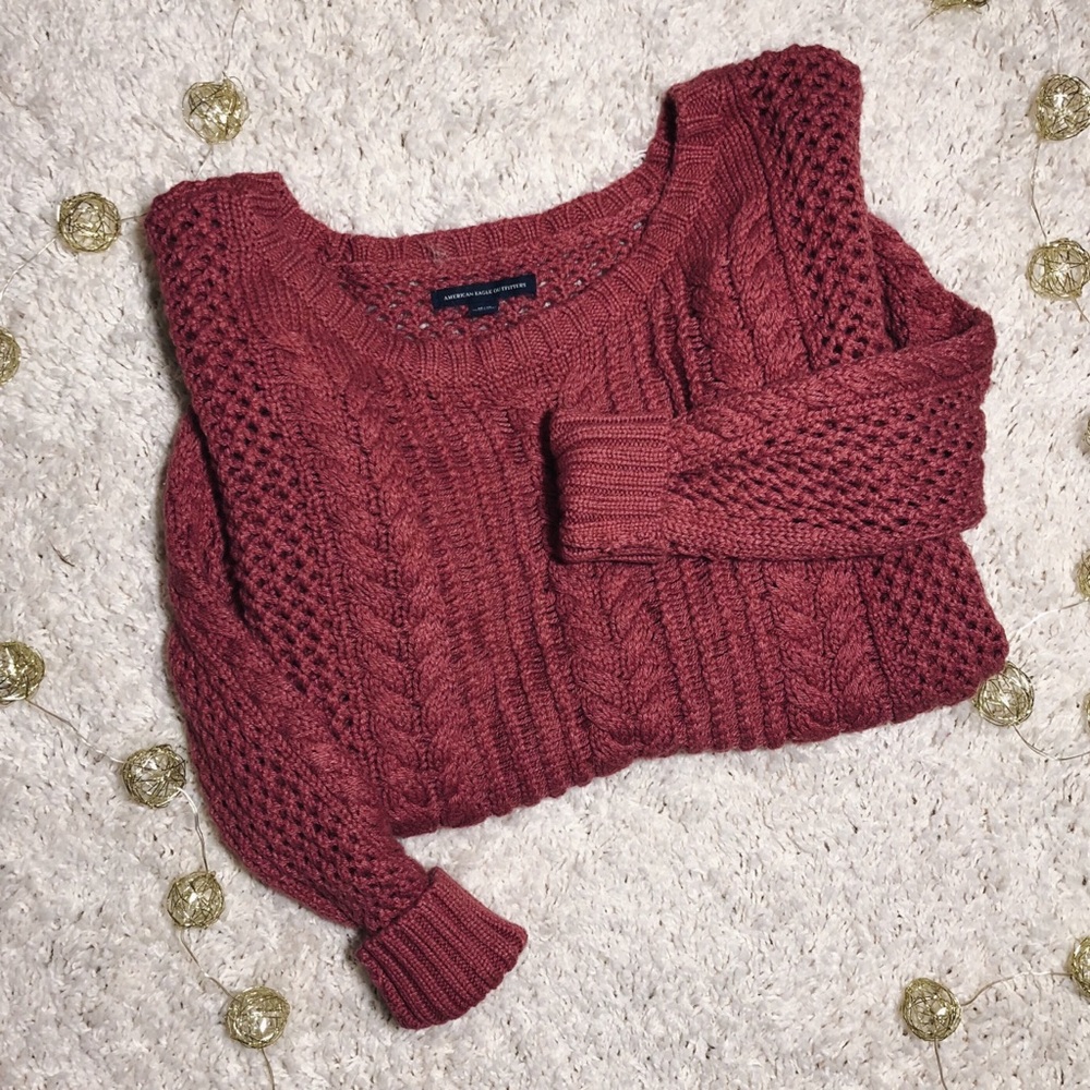 maroon chunk knit sweater